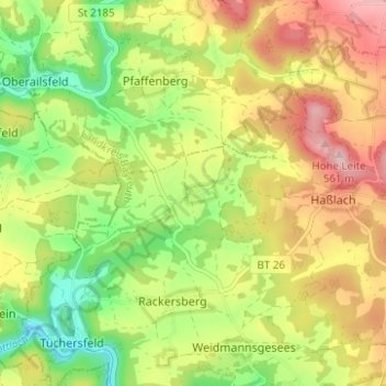 Topografisk kort Kleinlesau, højde, terræn