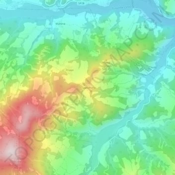 Topografisk kort Specchio, højde, terræn