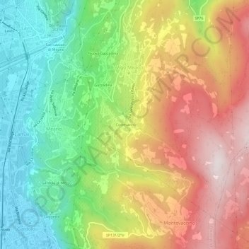 Topografisk kort Cortesano, højde, terræn