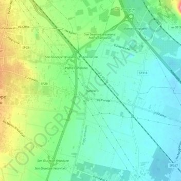 Topografisk kort Pianillo, højde, terræn