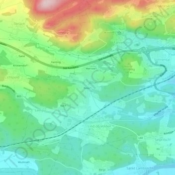 Topografisk kort Rajach, højde, terræn