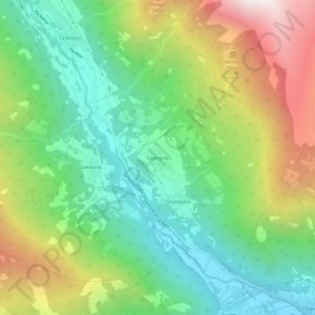 Topografisk kort Celentino, højde, terræn
