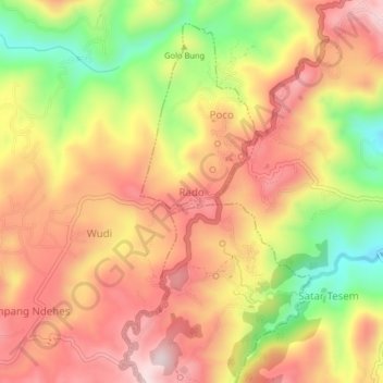 Topografisk kort Rado, højde, terræn
