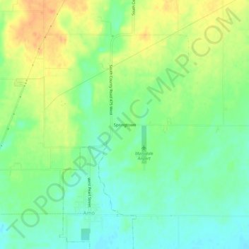 Topografisk kort Springtown, højde, terræn