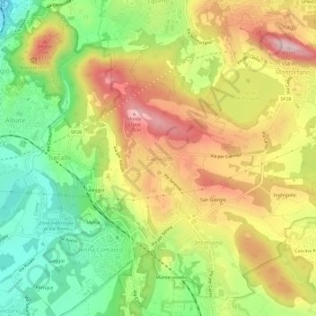 Topografisk kort Capiago, højde, terræn