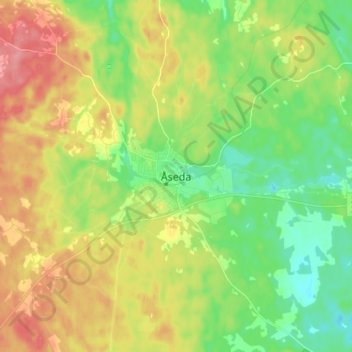 Topografisk kort Åseda, højde, terræn