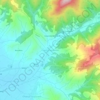 Topografisk kort Chiassa Superiore, højde, terræn