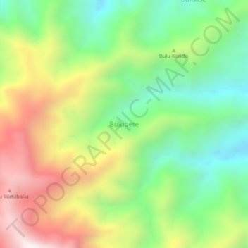 Topografisk kort Bulubete, højde, terræn