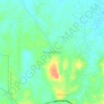 Topografisk kort Sungai Rengit, højde, terræn