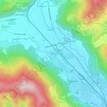 Topografisk kort Engelsdorf, højde, terræn