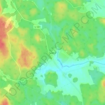 Topografisk kort Svanå, højde, terræn