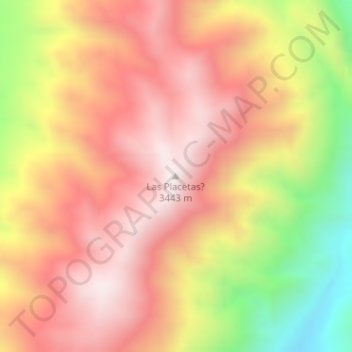 Topografisk kort Las Placetas?, højde, terræn