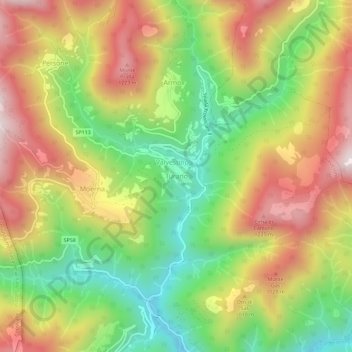 Topografisk kort Turano, højde, terræn