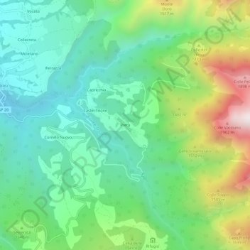 Topografisk kort Preta, højde, terræn