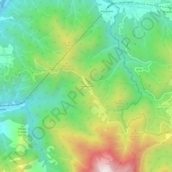 Topografisk kort Ugliancaldo, højde, terræn