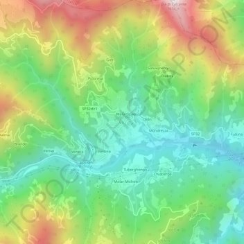 Topografisk kort Viù, højde, terræn