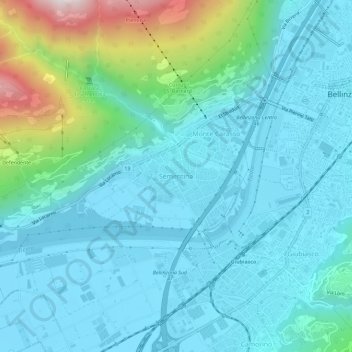 Topografisk kort Sementina, højde, terræn