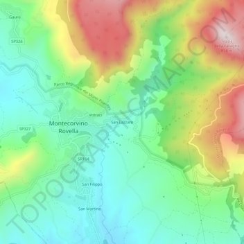 Topografisk kort San Lazzaro, højde, terræn