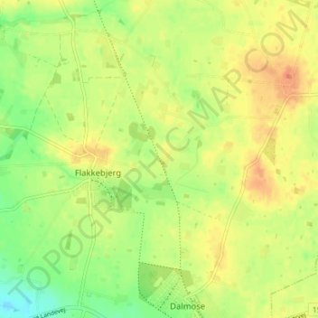 Topografisk kort Rugbjerg, højde, terræn
