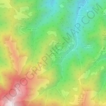 Topografisk kort Saretto, højde, terræn