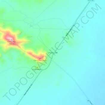Topografisk kort Lihuel Calel, højde, terræn