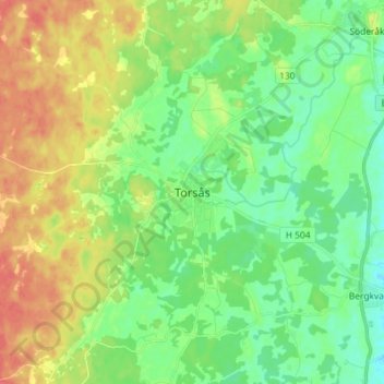 Topografisk kort Torsås, højde, terræn