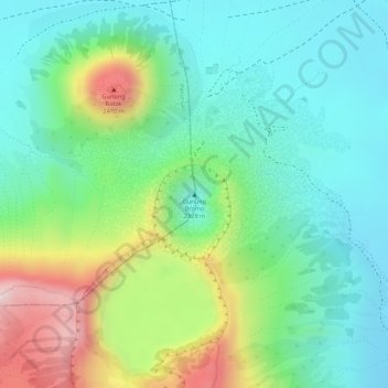 Topografisk kort Mount Bromo, højde, terræn
