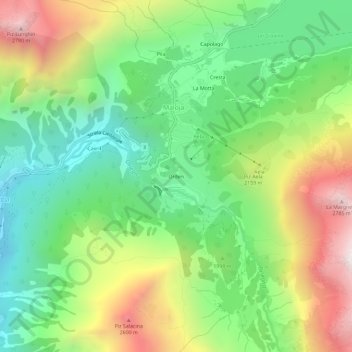 Topografisk kort Orden, højde, terræn