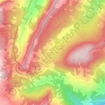 Topografisk kort Schwendi Kaltbad, højde, terræn