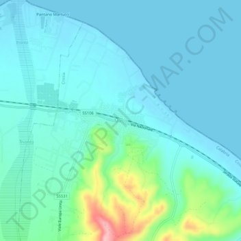 Topografisk kort Mirto, højde, terræn