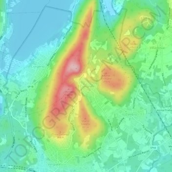 Topografisk kort Cuirone, højde, terræn