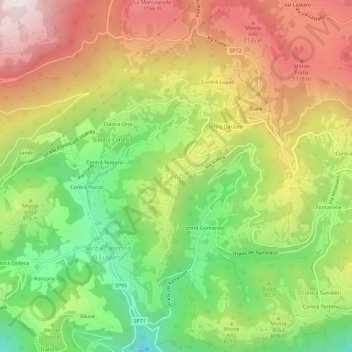 Topografisk kort Conco, højde, terræn