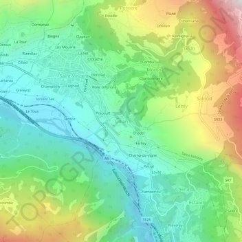 Topografisk kort Cillian, højde, terræn