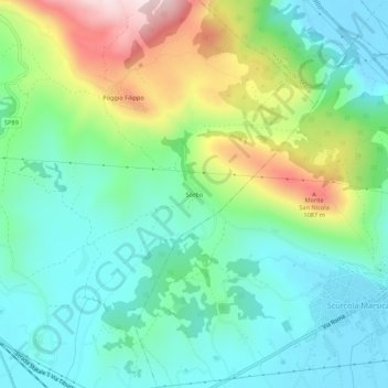 Topografisk kort Sorbo, højde, terræn