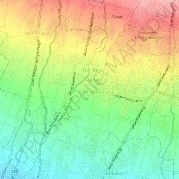 Topografisk kort Pelem, højde, terræn