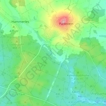Topografisk kort Polier, højde, terræn