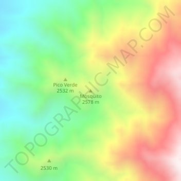 Topografisk kort Mosquito, højde, terræn