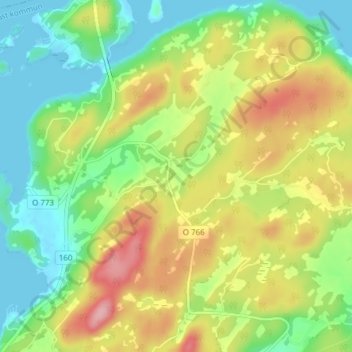Topografisk kort Stenshult, højde, terræn