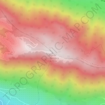 Topografisk kort Monte Scalambra, højde, terræn