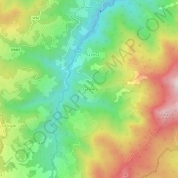 Topografisk kort Le Caldie, højde, terræn
