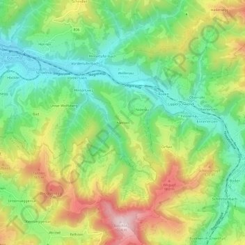 Topografisk kort Allenwil, højde, terræn