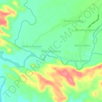 Topografisk kort Muara Payang, højde, terræn