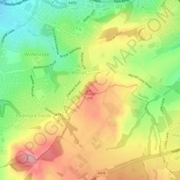 Topografisk kort Hodge Hill, højde, terræn