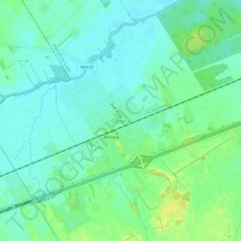 Topografisk kort Olivera, højde, terræn