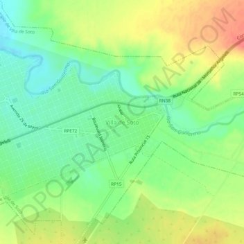 Topografisk kort Villa de Soto, højde, terræn