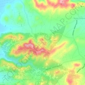 Topografisk kort Kamilari, højde, terræn