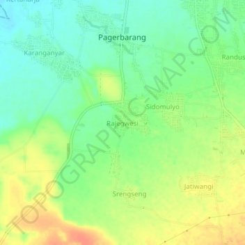 Topografisk kort Rajegwesi, højde, terræn