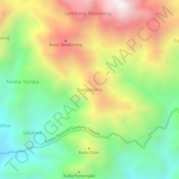 Topografisk kort Rantelemo, højde, terræn