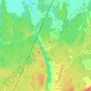Topografisk kort Tovatorp, højde, terræn