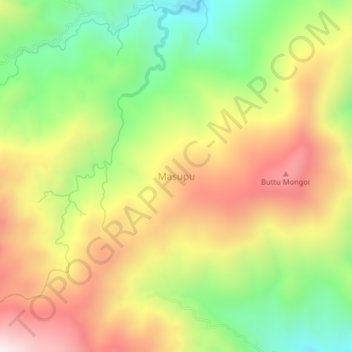 Topografisk kort Masupu, højde, terræn